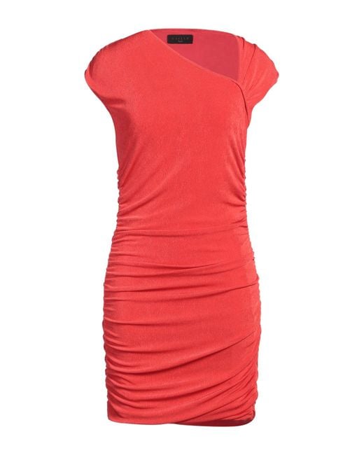 Gaelle Paris Red Midi Dress Polyester, Elastane