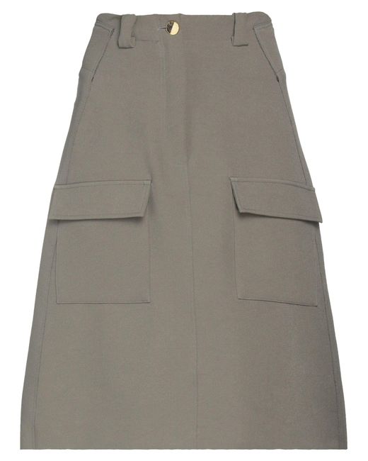 Liviana Conti Gray Military Midi Skirt Polyester, Elastane