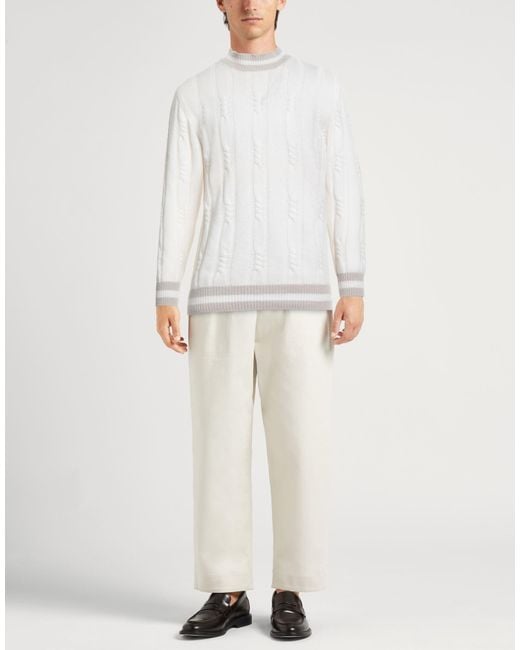 Eleventy White Platinum Ivory Turtleneck Cashmere for men