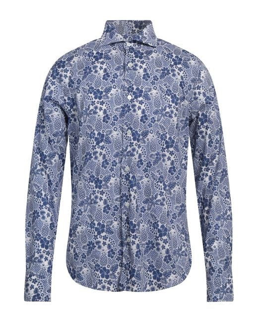 Fedeli Blue Shirt Cotton, Elastane for men