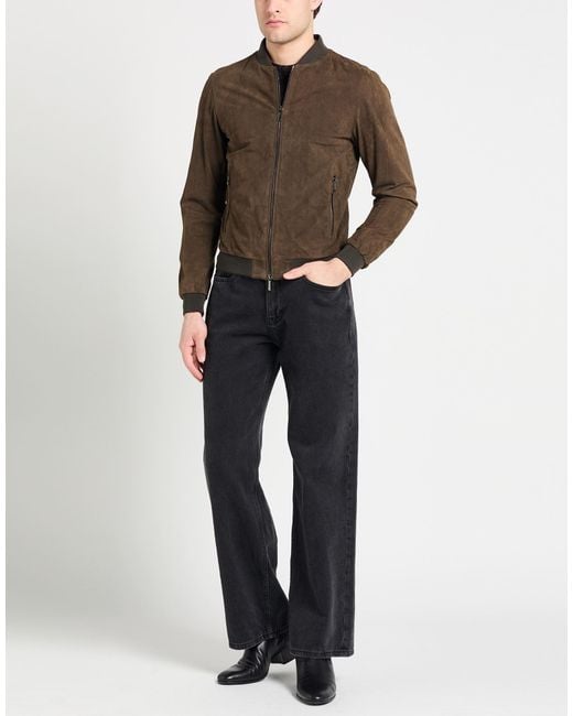 Moorer Brown Military Jacket Leather for men
