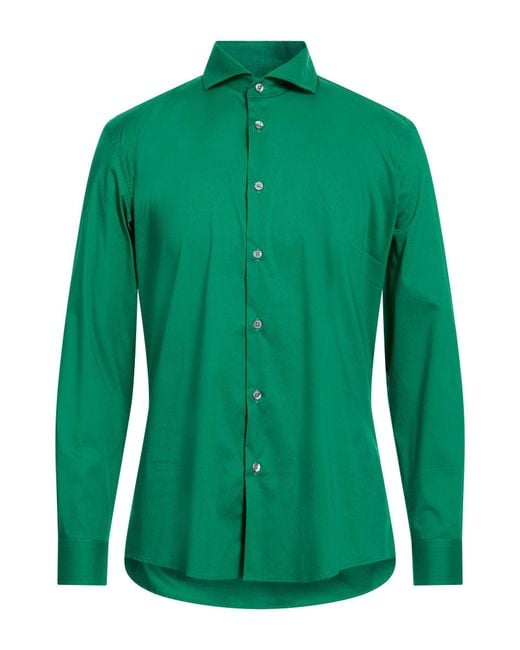 Daniele Alessandrini Green Dark Shirt Cotton, Elastane for men