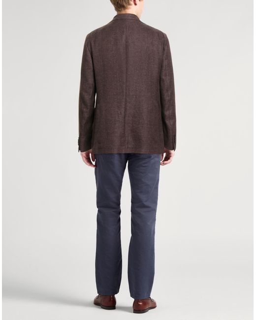 Tagliatore Brown Blazer Hemp, Virgin Wool for men