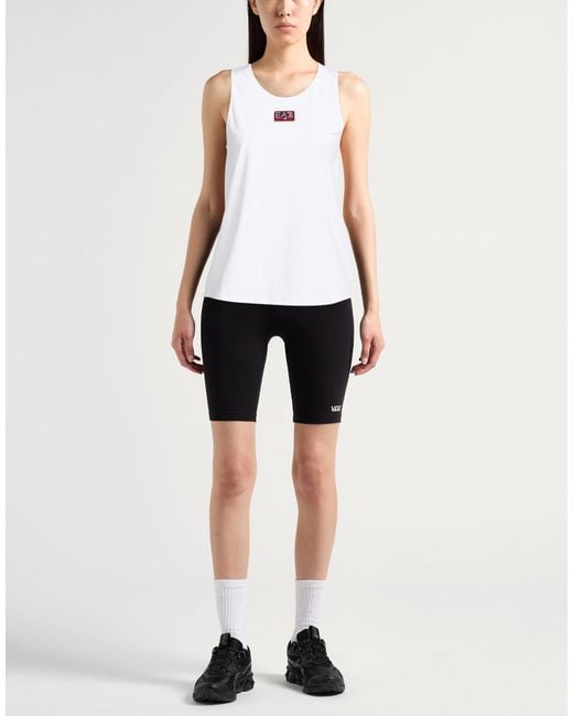 EA7 White Tank Top Polyester, Elastane
