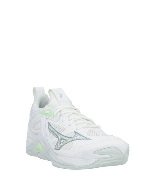 Mizuno White Sneakers Textile Fibers, Synthetic Material