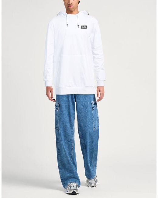 EA7 White Sweatshirt Cotton, Elastane, Polyamide for men