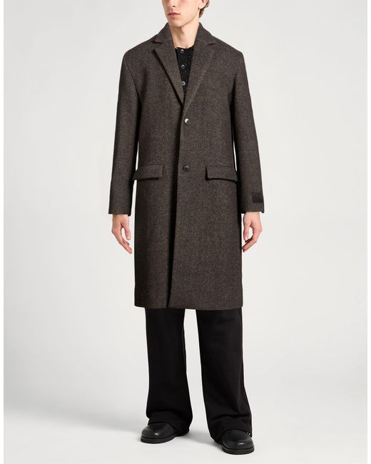 Zadig & Voltaire Gray Charcoal Coat Wool, Polyamide, Polyester, Acetate, Viscose for men