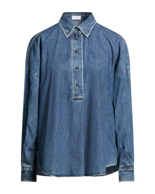 Brunello Cucinelli Blue Denim Shirt Cotton