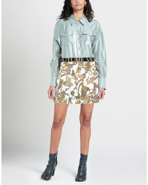 Versace Jeans Couture Metallic Mini Skirt Polyester, Polyamide, Elastane