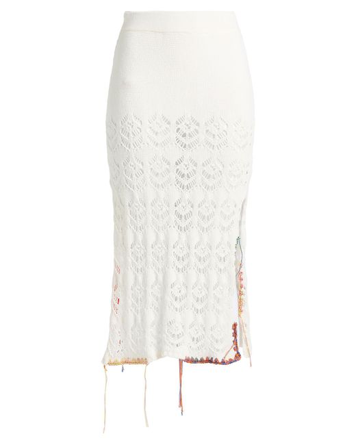 Gaelle Paris White Midi Skirt Cotton, Acrylic