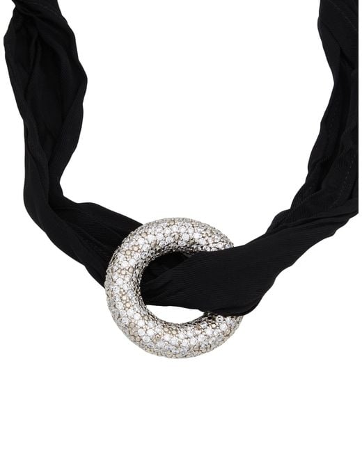 Jil Sander Black Necklace Textile Fibers, Metal