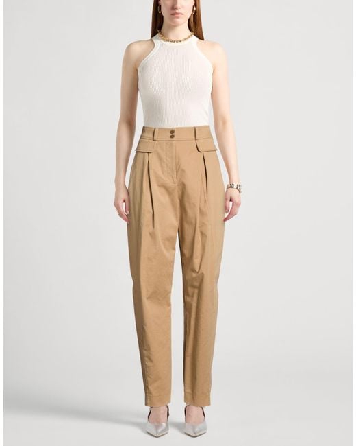 Alberta Ferretti Natural Camel Pants Cotton, Elastane