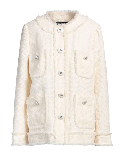 Dolce & Gabbana Natural Ivory Jacket Wool, Polyamide