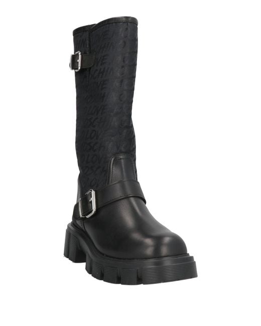 Love Moschino Black Boot Textile Fibers, Leather