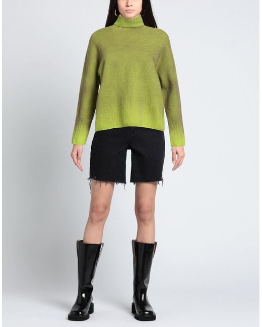 Aragona Green Lime Turtleneck Wool, Cashmere