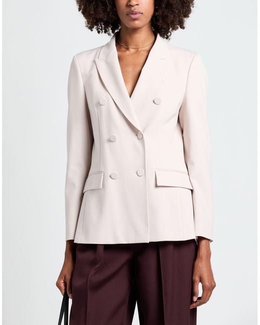 SEVENTY VENEZIA Natural Blazer Polyester, Virgin Wool, Elastane