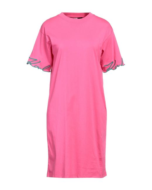 Karl Lagerfeld Pink Fuchsia Mini Dress Organic Cotton