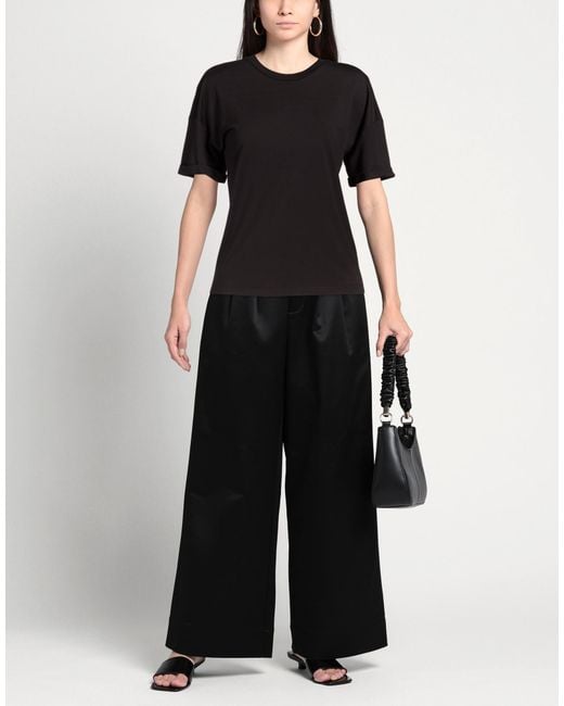 RUE DU BAC Black T-Shirt Viscose, Polyamide, Elastane