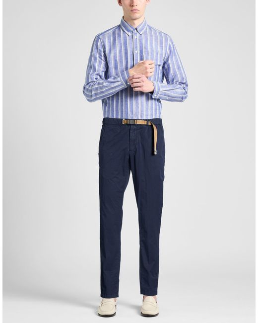 White Sand Blue Pants Cotton, Elastane for men