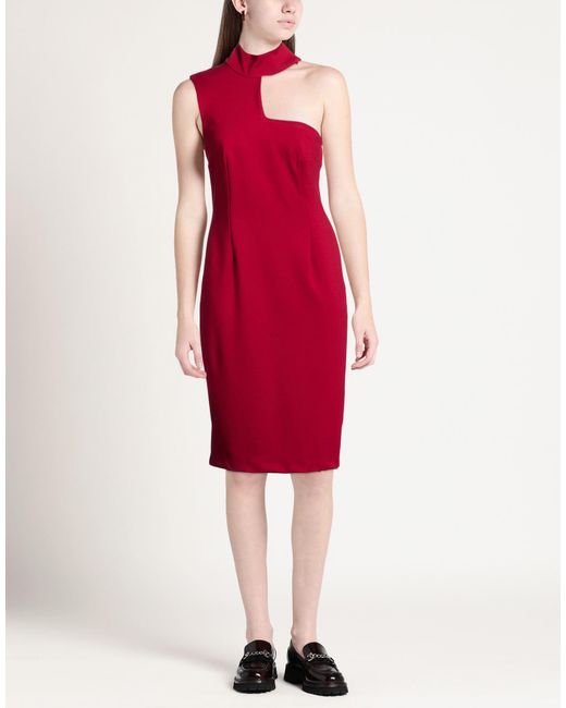 Camilla Red Midi Dress Viscose, Nylon, Elastane