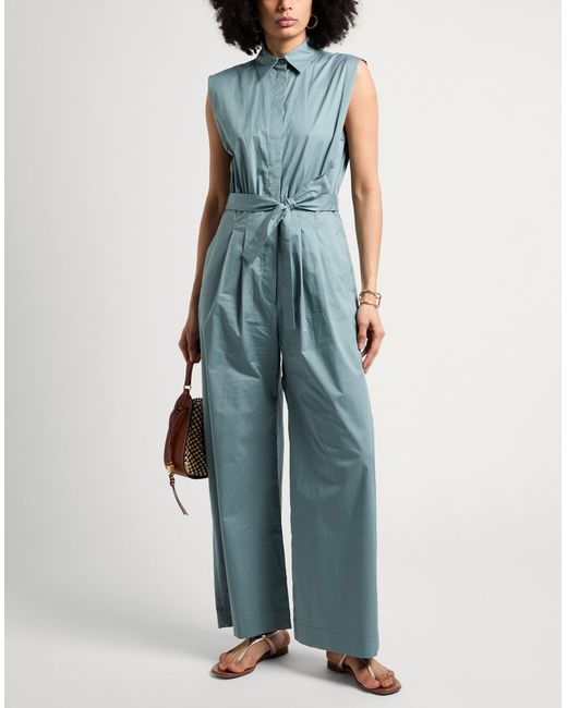 Peserico Blue Easy Pastel Jumpsuit Cotton, Elastane