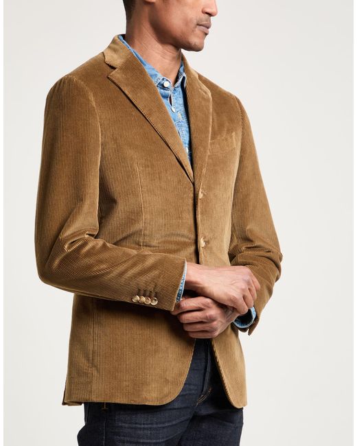 Caruso Brown Blazer Cotton, Elastane for men