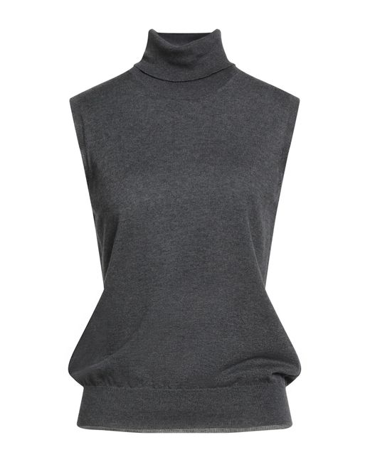 Purotatto Black Charcoal Turtleneck Silk, Cashmere