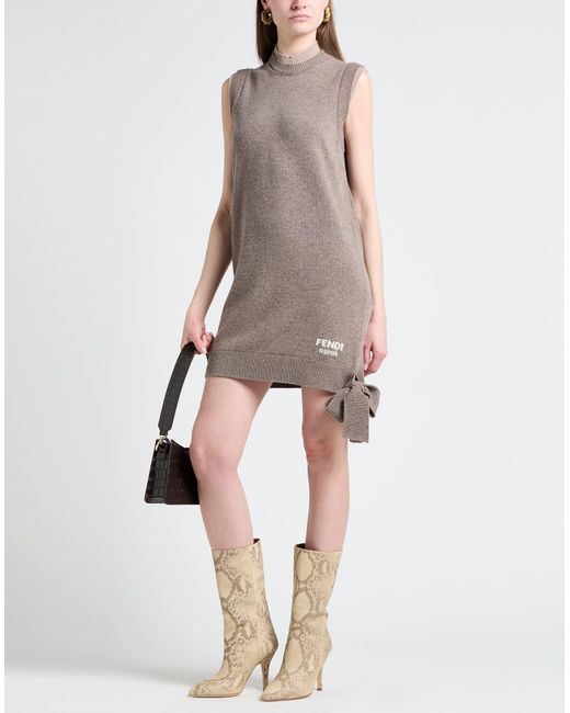 Fendi Gray Mini Dress Wool, Cashmere, Silk