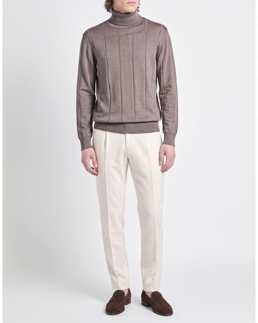 Eleventy Gray Taupe Turtleneck Cotton, Cashmere for men