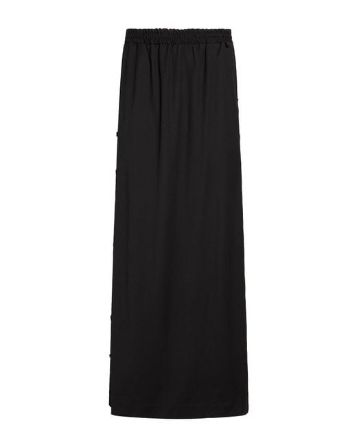 Isabel Benenato Black Maxi Skirt Virgin Wool