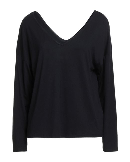 Majestic Filatures Black T-Shirt Viscose, Elastane
