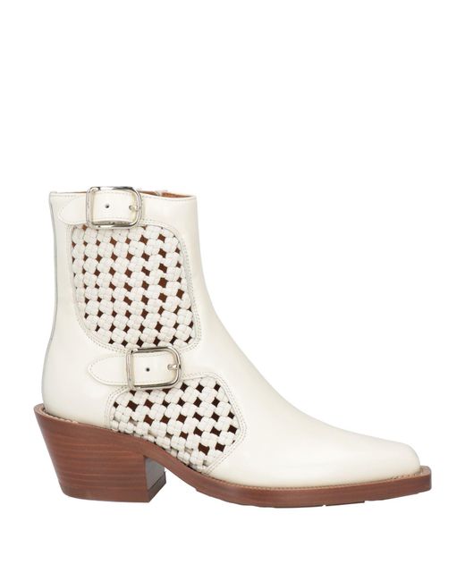 Chloé White Ankle Boots Leather