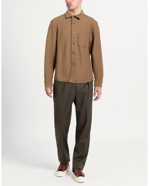 Cellini Brown Camel Shirt Virgin Wool for men