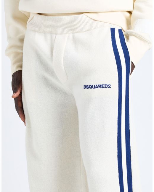 DSquared² Natural Ivory Pants Wool, Elastane, Polyester for men