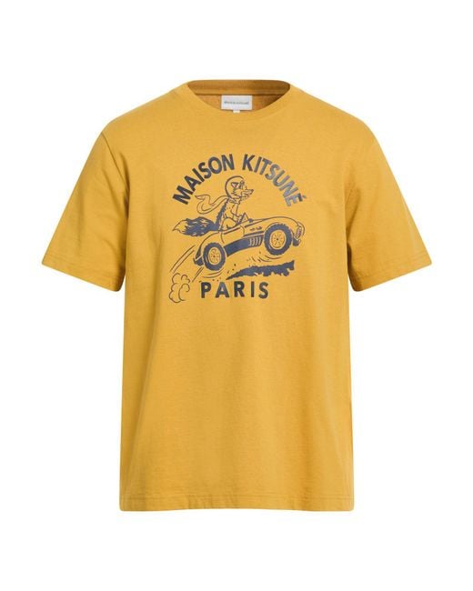Maison Kitsuné Yellow T-Shirt Cotton for men