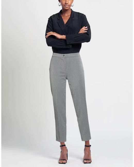FACE TO FACE STYLE Gray Pants Polyester, Viscose, Elastane