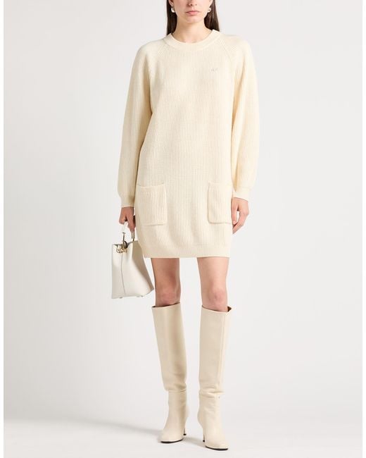 Sun 68 Natural Cream Mini Dress Merino Wool, Viscose, Polyamide, Elastane