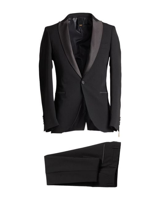 MULISH Black Suit Polyester, Viscose, Elastane for men