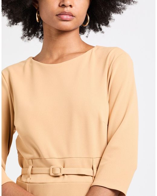 Rinascimento Natural Sand Midi Dress Polyester, Elastane
