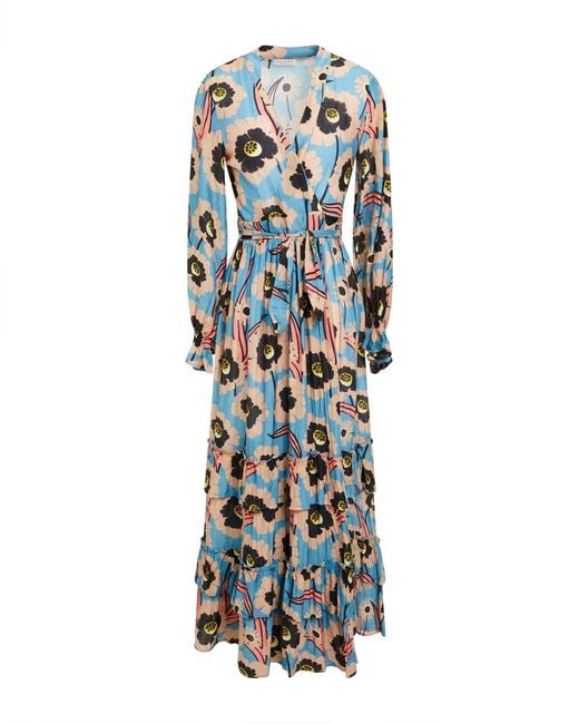 Anjuna Blue Maxi Dress Cotton, Silk