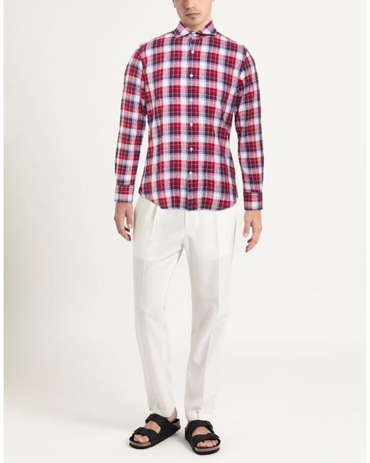 Savile Row Red Shirt Cotton, Linen for men