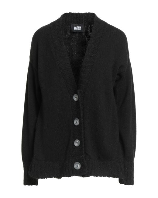 Alpha Studio Black Cardigan Synthetic Fibers, Alpaca Wool, Wool, Cashmere