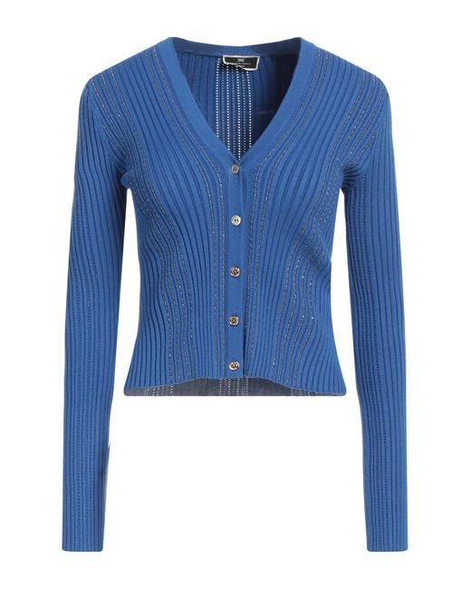 Elisabetta Franchi Blue Cardigan Viscose, Polyester