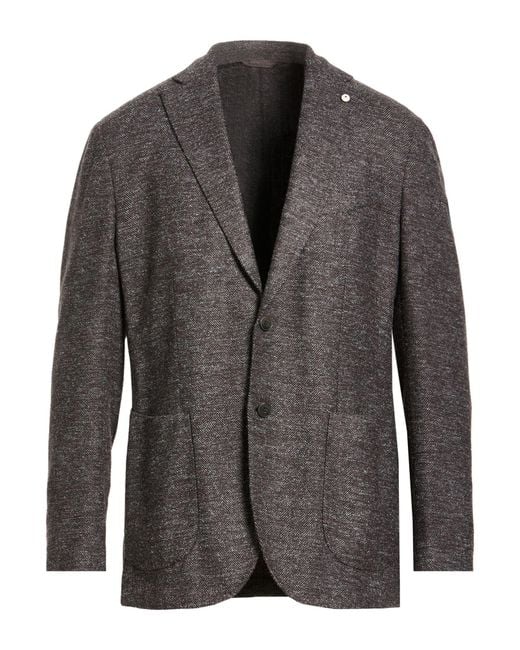 L.b.m. 1911 Gray Charcoal Blazer Wool, Polyester, Polyamide, Viscose for men