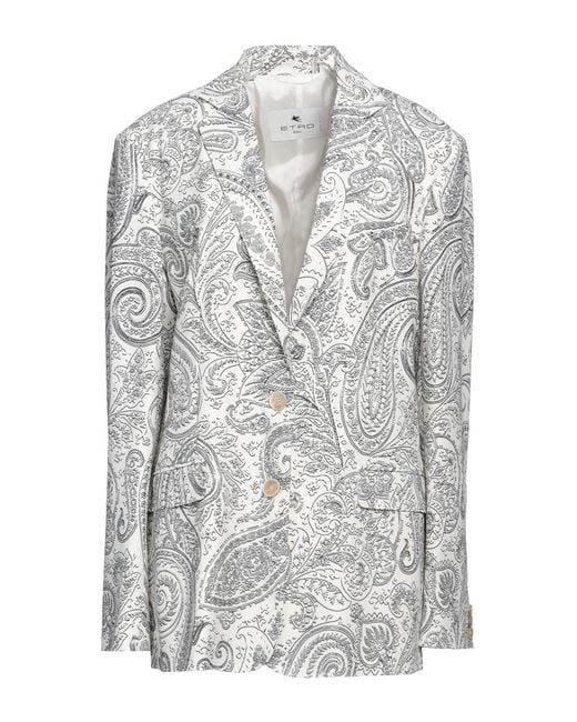 Etro Gray Paisley-print Single-breasted Blazer