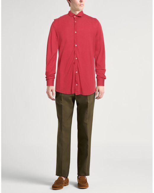 Fedeli Red Shirt Cotton for men