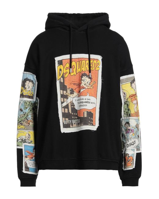 DSquared² Black Betty Boop Sweatshirt Cotton, Elastane for men