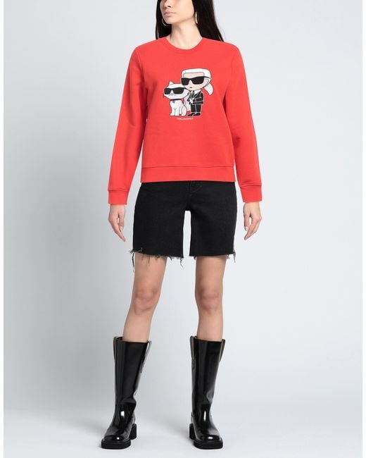 Karl Lagerfeld Red Ikon Karl & Choupette Sweatshirt