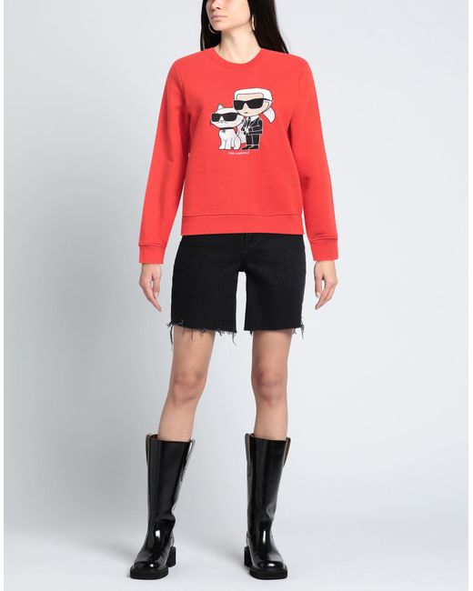 Karl Lagerfeld Red Ikonik Karl & Choupette Sweatshirt