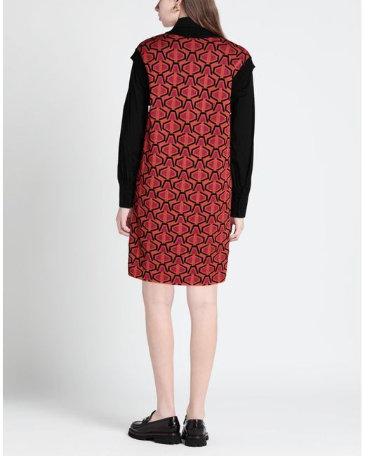 Frase - Francesca Severi Red Midi Dress Viscose, Virgin Wool, Polyester, Metallic Fiber, Polyamide
